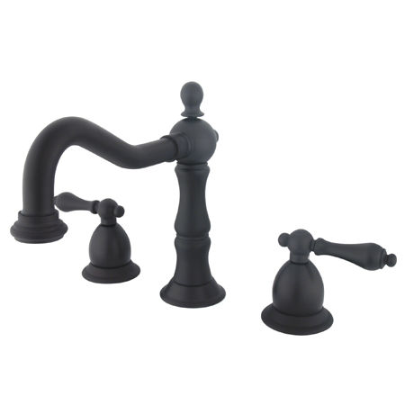Kingston Brass Two Handle 8 in. to 16 in. Widespread Lavatory Faucet with Brass Pop-up Drain KS1975AL, Oil Rubbed Bronzekingston 
