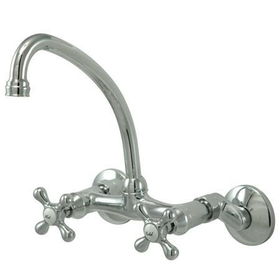 Kingston Brass Two Handle Widespread Wall Mount Kitchen Faucet KS214C, Chrome