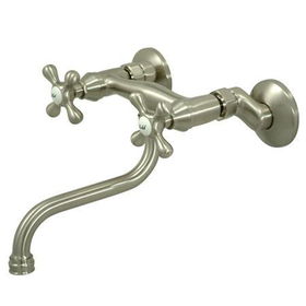 Kingston Brass Two Handle Widespread Wall Mount Kitchen Faucet KS216SN, Satin Nickelkingston 