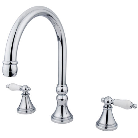 Kingston Brass Two Handle 8 in. to 16 in. Widespread Roman Tub Filler KS2341PL, Chrome