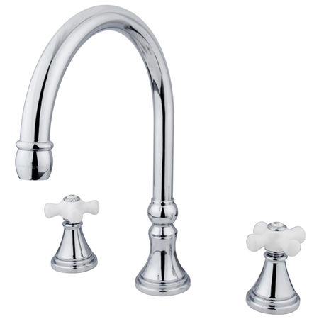 Kingston Brass Two Handle 8 in. to 16 in. Widespread Roman Tub Filler KS2341PX, Chrome