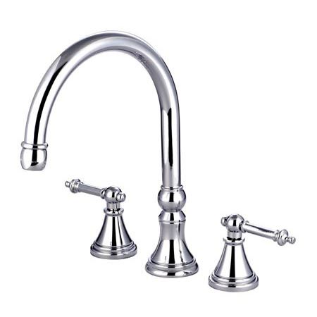 Kingston Brass Two Handle 8 in. to 16 in. Widespread Roman Tub Filler KS2341TL, Chrome