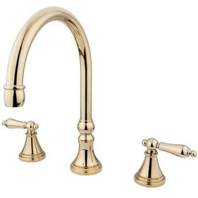 Kingston Brass Two Handle 8 in. to 16 in. Widespread Roman Tub Filler KS2342AL, Polished Brass