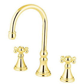 Kingston Brass Two Handle 8 in. to 16 in. Widespread Roman Tub Filler KS2342KX, Polished Brass