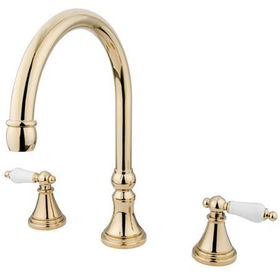 Kingston Brass Two Handle 8 in. to 16 in. Widespread Roman Tub Filler KS2342PL, Polished Brass