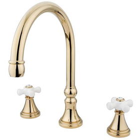 Kingston Brass Two Handle 8 in. to 16 in. Widespread Roman Tub Filler KS2342PX, Polished Brass