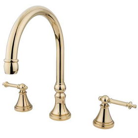 Kingston Brass Two Handle 8 in. to 16 in. Widespread Roman Tub Filler KS2342TL, Polished Brass