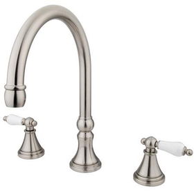 Kingston Brass Two Handle 8 in. to 16 in. Widespread Roman Tub Filler KS2348PL, Satin Nickel