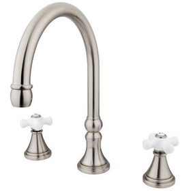 Kingston Brass Two Handle 8 in. to 16 in. Widespread Roman Tub Filler KS2348PX, Satin Nickel