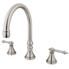 Kingston Brass Two Handle 8 in. to 16 in. Widespread Roman Tub Filler KS2348TL, Satin Nickel