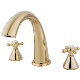 Kingston Brass Two Handle 8 in. to 16 in. Widespread Roman Tub Filler KS2362BX, Polished Brass