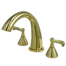 Kingston Brass Two Handle 8 in. to 16 in. Widespread Roman Tub Filler KS2362FL, Polished Brass