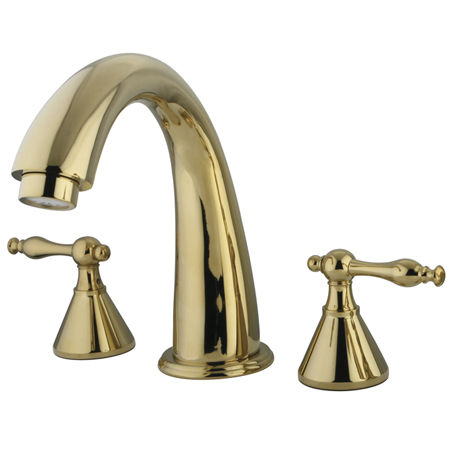 Kingston Brass Two Handle 8 in. to 16 in. Widespread Roman Tub Filler KS2362NL, Polished Brass