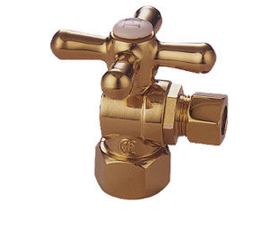 Kingston Brass Angle Stop Shut Off Valve 1/2 in. IPS X 3/8 in. O.D. Compression CC43102X, Polished Brass