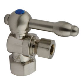 Kingston Brass Angle Stop Shut Off Valve 1/2 in. IPS X 3/8 in. O.D. Compression CC43108KL, Satin Nickel