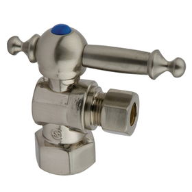 Kingston Brass Angle Stop Shut Off Valve 1/2 in. IPS X 3/8 in. O.D. Compression CC43108TL, Satin Nickel
