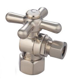Kingston Brass Angle Stop Shut Off Valve 1/2 in. IPS X 3/8 in. O.D. Compression CC43108X, Satin Nickel