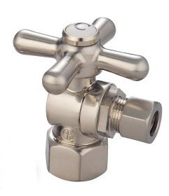 Kingston Brass Angle Stop Shut Off Valve 1/2 in. IPS X 3/8 in. O.D. Compression CC43108X, Satin Nickelkingston 