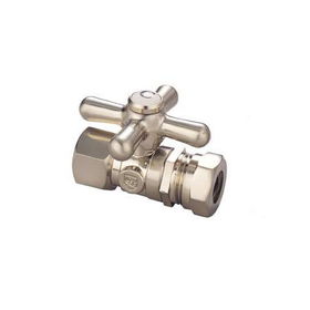 Kingston Brass Straight Stop Quarter Turn Valve 1/2 in. IPS X 3/8 in. O.D. Compression CC43158X, Satin Nickelkingston 