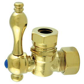 Kingston Brass Angle Stop Shut Off Valve 1/2 in. IPS X 1/2 in. OR 7/16 in. Slip Joint CC44102, Polished Brass