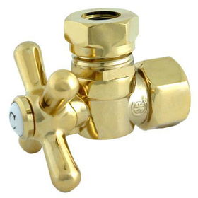 Kingston Brass Angle Stop Shut Off Valve 1/2 in. IPS X 1/2 in. OR 7/16 in. Slip Joint CC44102X, Polished Brass