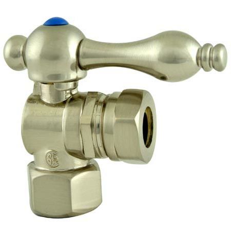 Kingston Brass Angle Stop Shut Off Valve 1/2 in. IPS X 1/2 in. OR 7/16 in. Slip Joint CC44108, Satin Nickel