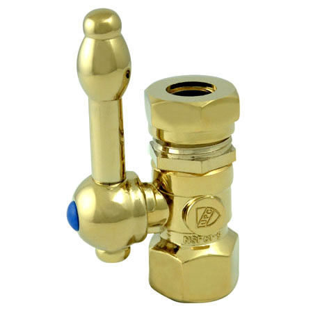 Kingston Brass Straight Stop Shut Off Valve 1/2 in. Compression X1/2 in. Slip Joint CC44152KL, Polished Brass