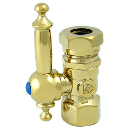 Kingston Brass Straight Stop Shut Off Valve 1/2 in. Compression X1/2 in. Slip Joint CC44152TL, Polished Brass