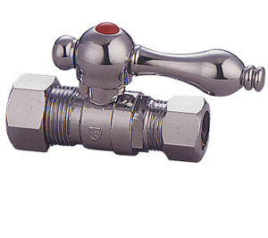 Kingston Brass Straight Stop Shut Off Valve 5/8 in. O.D. X 1/2 in. O.D. Compression CC44451, Chrome
