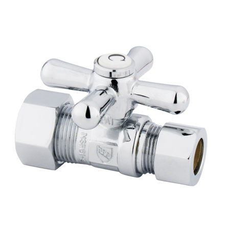 Kingston Brass Straight Stop Shut Off Valve 5/8 in. O.D. X 1/2 in. O.D. Compression CC44451X, Chrome