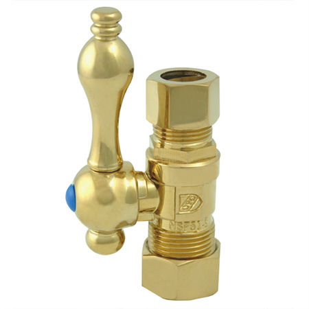 Kingston Brass Straight Stop Shut Off Valve 5/8 in. O.D. X 1/2 in. O.D. Compression CC44452, Polished Brasskingston 