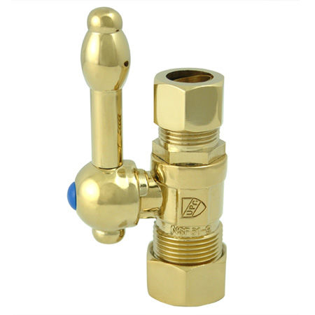 Kingston Brass Straight Stop Shut Off Valve 5/8 in. O.D. X 1/2 in. O.D. Compression CC44452KL, Polished Brasskingston 