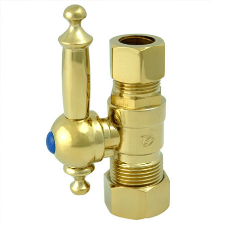 Kingston Brass Straight Stop Shut Off Valve 5/8 in. O.D. X 1/2 in. O.D. Compression CC44452TL, Polished Brasskingston 