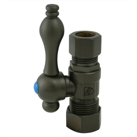 Kingston Brass Straight Stop Shut Off Valve 5/8 in. O.D. X 1/2 in. O.D. Compression CC44455, Oil Rubbed Bronzekingston 