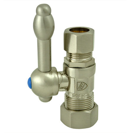 Kingston Brass Straight Stop Shut Off Valve 5/8 in. O.D. X 1/2 in. O.D. Compression CC44458KL, Satin Nickel