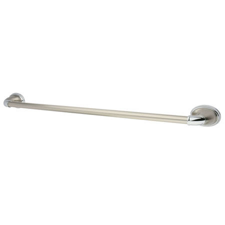 Kingston Brass 24 in. Decorative Towel Bar BA621SNCP, Satin Nickel with Chrome Accents