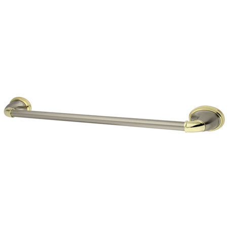 Kingston Brass 18 in. Decorative Towel Bar BA622SNPB, Satin Nickel with Polished Brass Accents