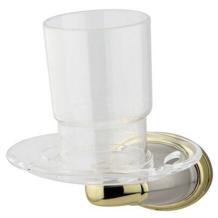 Kingston Brass Decorative Toothbrush & Tumbler Holder BA626SNPB, Satin Nickel with Polished Brass Accents