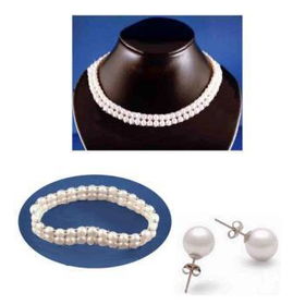 Freshwater Cultured White Pearls Set Case Pack 1freshwater 