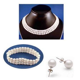 Freshwater Cultured White Pearls Set Case Pack 1freshwater 
