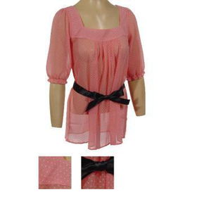 Ladies Half Sleeve Sheer Polk-a-Dot Top Case Pack 6ladies 