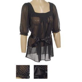 Ladies Half Sleeve Sheer Polk-a-Dot Top Case Pack 6ladies 