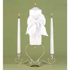 White Graceful Ties Unity Candle Set Case Pack 1white 