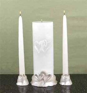 White Linked at Heart Unity Candle Set Case Pack 1white 
