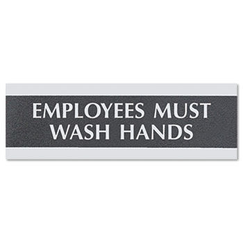 Headline Sign 4782 - Century Series Office Sign, Employees Must Wash Hands, 9 x 1/2 x 3