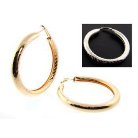 Open Pipe Textured Hoop Earrings | Silver Case Pack 3