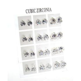 12 Heart CZ Earrings on Display Case Pack 1