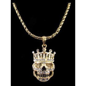 Crowned Skull Necklace and Pendant | Gold Case Pack 1