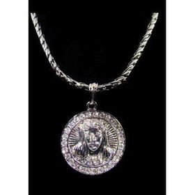 Jesus Necklace and Pendant | Rhodium Case Pack 1