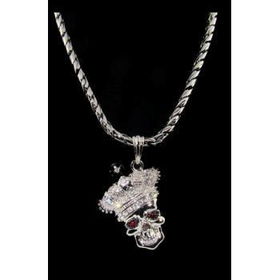 Red Eyed Skull Necklace and Pendant | Rhodium Case Pack 1